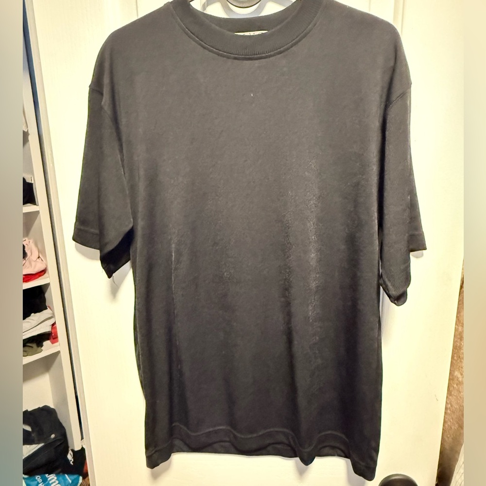 PAVO by Lastrada | Men's Black Ribbed Textured Knit Tee - L (16/18) - Picture 7 of 11